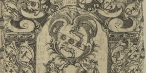 Kompozycja heraldyczna której głównym elementem jest herb rodziny Szembeków, w druku z roku 1725 związanym z Krzysztofem Antonim Szembekiem, wówczas Biskupem Włocławskim.
