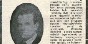 Wycinek prasowy z informacją o Stanisławie Wilhelmie Radziwille.