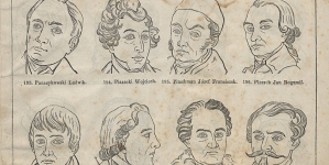Strona 13 "Atlasu 300 portretów w drzeworytach zasłużonych w narodzie Polaków i Polek" z roku 1860.