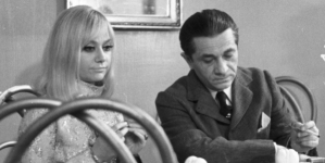 Krystyna Sienkiewicz i Czesław Przybyła w filmie Andrzeja Kondratiuka "Klub profesora Tutki"  z 1968 roku.