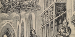 "Edmund Wasilewski / Katedra na Wawelu" - jedna z cyklu pocztówek ilustrujących poemat.