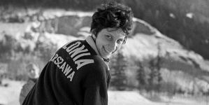 Irena Kirszenstein (Szewińska) na treningu podczas zgrupowania w Zakopanem w kwietniu 1963 r.