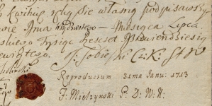 Jan Sobieski, Cześnik Koronny, kwituje Winklera z odebranej pensji, Warszawa, 30 lipca 1699.