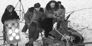 Realizacja filmu Andrzeja Brzozowskiego "Przy torze kolejowym" w 1963 roku.