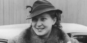 Lekkoatletka Jadwiga Wajsówna po wyjściu ze szpitala, w którym leczyła zapalenie płuc w listopadzie 1938 roku.