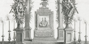 Katafalk wystawiony podczas żałobnego nabożeństwa za duszę S.P.I.O. Xięcia Adama Czartoryskiego