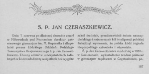  Artykuł napisany po śmierci Jana Czeraszkiewicza i zamieszczony w Miesięczniku Krajoznawczym Ilustrowanym Ziemia w październiku 1924 roku. .