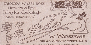 Anons firmowy fabryki czekolady E. Wedel.