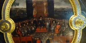 „Sąd nad arianami” z plafonu Pałacu Biskupów Krakowskich w Kielcach, wykonany przez warsztat Tomasza Dolabelli.