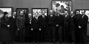 Otwarcie wystawy zbiorowej w Pałacu Sztuki Towarzystwa Przyjaciół Sztuk Pięknych w Krakowie w styczniu 1934 roku.