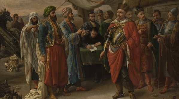  "Jan III podpisuje traktat z Turkami w Żurawnie" Romana Postempskiego.  