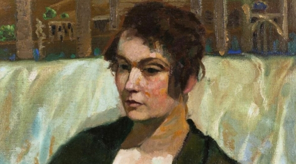  "Portret kobiety na tle antycznych ruin" Czesława Kuryatty.  